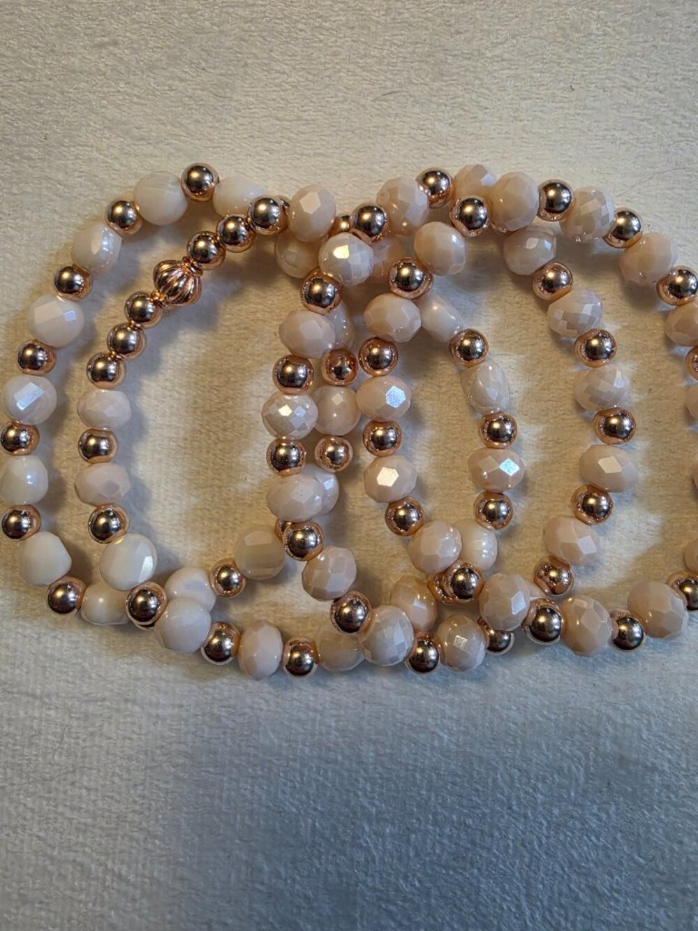 Pink and Rose Gold Beaded Bracelet Stack
